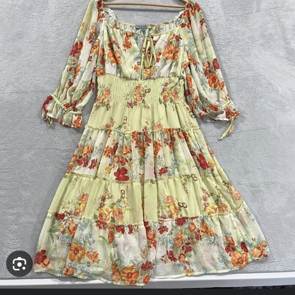 🌺Fig and Flower Long Sleeve Floral Dress in Yellow and Red Size XL